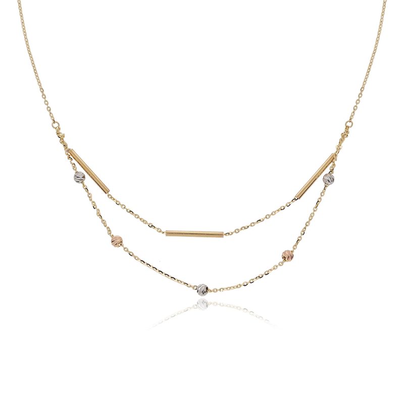 NSG003 Chain Necklace, Double Thread Minimal Geometry | Colibri Gold Jewelry