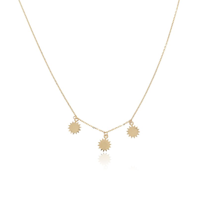 NSG005 Chain Necklace, Triple Sun | Colibri Gold Jewelry