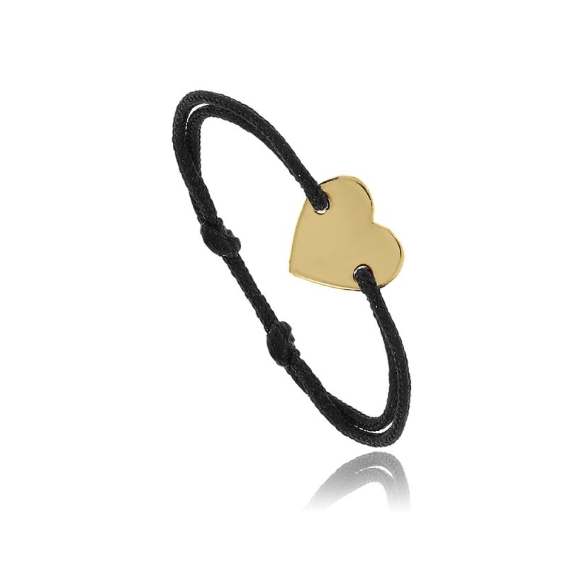 RSG013BK Gold Ring, Adjustable Black Thread Small Heart Shape | Colibri Gold Jewelry