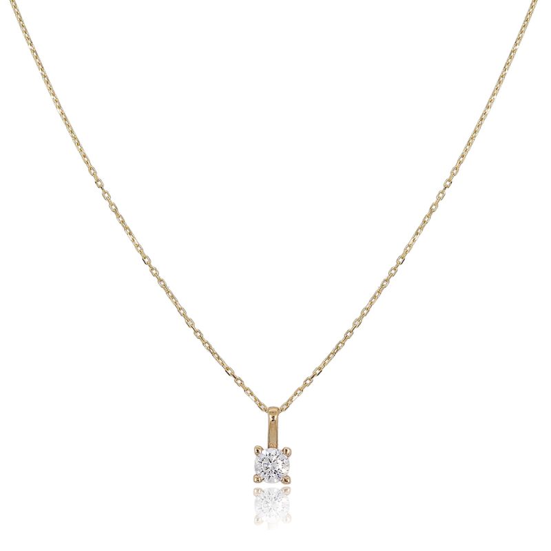 NSG018.W Chain Necklace, Small Solitaire Pendant White Brilliant CZ | Colibri Gold Jewelry